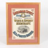 Abraham Spivey Globe Brewery advertisement by J. Wood & Co. Huddersfield (73cm x 57cm) together with