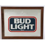 Bud Light Beer advertising mirror, 49.5cm wide, 38.5cm high including frame