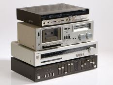 Hitachi HA-MD1 stereo amplifier, Sharp RT-10 stereo cassette deck, Technics ST-Z11L stereo tuner,