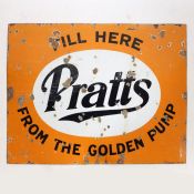 Pratts 'Fill Here From The Golden Pump' enamel sign by Patent Enamel, 122cm x 91cm.