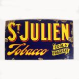 St Julien Tobacco single sided enamel advertising sign, "Cool & Fragrant", 76cm x 47cm.