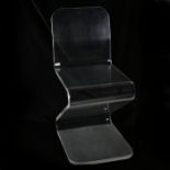 20th Century Perspex Cantilever Design Chair, 83cm height, 50cm depth, 40cm width.