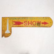 Geddington & Newton Horticultural Society Show yellow double sided metal sign depicting the