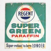 Regent Super Green Paraffin double sided advertising sign, "Super-refined to burn L-O-N-G-E-R", 43cm