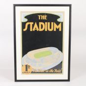 Early 20th Century original advertising poster design for 'The Stadium'. Framed and glazed, 87cm x
