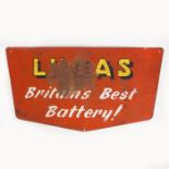 Lucas 'Britain's Best Battery!' single sided advertising sign, 48cm x 25cm.