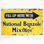 National Benzole Mixture single sided enamel advertising sign, "Fill Up Here with National Benzole