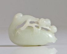 A Chinese jade carving, Qing Dynasty, 18th/19th Century, carved as a crane with its head turned to