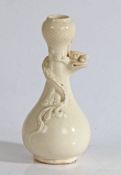 Chinese bottle vase, with coiled dragon to the stem, onion lip and bulbous body, 12cm high