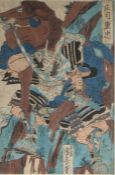 Japanese woodblock print, Samurai Horseman, 23cm x 34cm