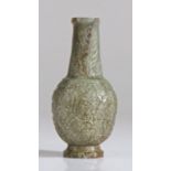 A Chinese jade vase, Qing Dynasty, 18th Century, the grey/green vase carved with a lotus flower