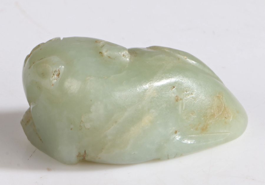 Chinese jade mythical beast, Qing Dynasty, Kuang Hsu, (1875 - 1908) carved as a crouching beast, 5. - Image 3 of 3