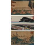 After Utagawa Hiroshige I (1787-1868) three woodblock prints, framed and glazed, (3)