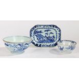 Chinese porcelain, to include a bowl in blue and white with a pair of fish mark to the base, 16cm