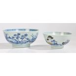 Two Nanking cargo porcelain bowls, the larger example with a rocky outcrop and buildings, 19cm wide,