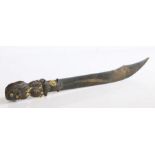 A Japanese bronze page turner, Meiji period (1868-1912). The handle ornately decorated with