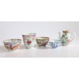 Chinese porcelain, to include two porcelain export tea bowls with figural design, a tall cup with