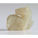 Chinese jade horse, Qing Dynasty, Kuang Hsu, (1875 - 1908) carved as a crouching horse, 3.7cm