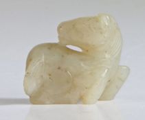 Chinese jade horse, Qing Dynasty, Kuang Hsu, (1875 - 1908) carved as a crouching horse, 3.7cm