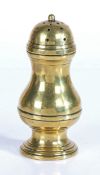 A George III heavy brass castor, circa 1770-1800 Of baluster form, the dome screw-fit lid with