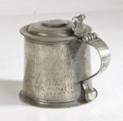 A rare Charles II pewter double-dome flat-lid tankard, circa 1660 The highly unusual stepped dome