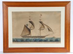 G B Repetto (19th Century) "Ship - Filipe" Signed and dated 1845, watercolour 31 x 49cm (12" x 19")