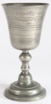 A particularly large pewter communion cup, Brazil, circa 1800 Having a deep and flared bowl, with