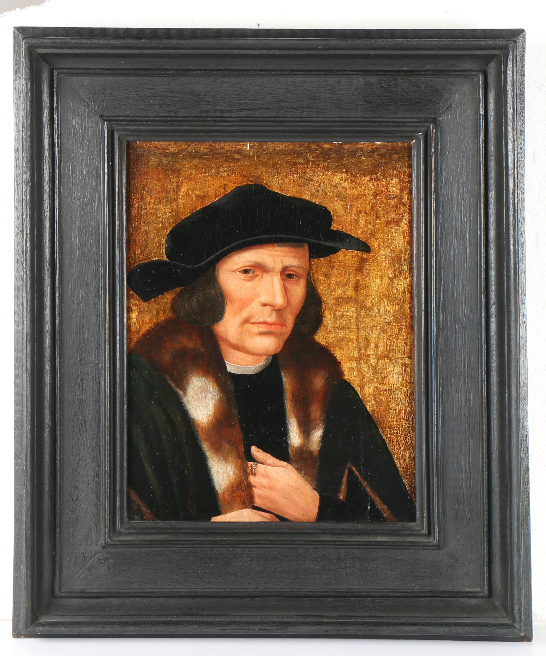Follower of Quentin Massys (Louvain c.1465 - Antwerp 1530) Portrait of a Man, bust length, in a - Image 2 of 2