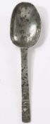 A late 17th century pewter cast decorated spoon, English, circa 1680-1700 Having a flat tapering