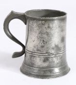 A rare George III pewter half-pint straight-sided measure, Yorkshire, circa 1790 With low single