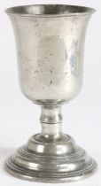 A George III pewter communion cup, circa 1780 Having a deep and wide bowl with flared rim,