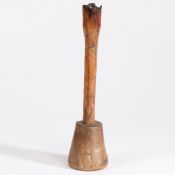 A rare yew socket candlestick, probably 18th century, English Of simple form, with tapering round
