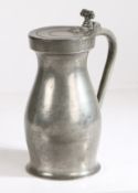 A George II pewter OWES half-gallon double-volute baluster measure, circa 1750 Having a plain