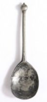 A mid-16th century pewter hexagonal knop spoon, English, circa 1550 With gently tapering hexagonal
