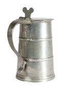 A rare 18th century pewter OEAS quart flat-lidded communion flagon (laver), Scottish, circa 1740 The