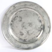 A George II pewter single reed rim dish, dated 1738 With stamped initials ‘H G’ above the date ‘