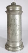A good and rare Charles I pewter flagon, with rare inscription, circa 1630 Having a knopped bun lid,