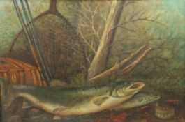 L Parkin (20th Century) Fish on a Bank Signed (lower left), oil on board 60 x 90cm (24" x 36")