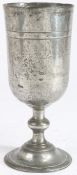 An interesting George II pewter communion cup, dated 1758 Having an unusually tall cup, with a
