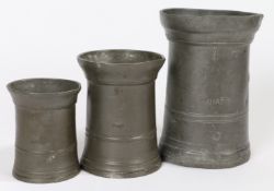 A George III pewter OEWS quart straight-sided mug, converted to Imperial capacity by extending the