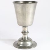 A large George III pewter communion cup, Scottish, circa 1800 The deep flared and straight-sided