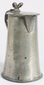 A rare William & Mary/Queen Anne pewter flat-lid spouted flagon, Northumberland, circa 1700-10