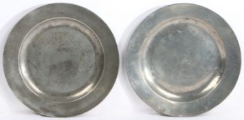 A George III pewter plain rim plate, Worcestershire, circa 1770 Touchmark and hallmarks to rear of