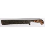 A 15th century Bauernwehr type knife The iron tapering blade with a raised nagal and foliate design,