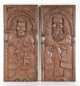 A pair of 16th century oak naively carved panels, circa 1500-NOT TO BE RE-OFFERED-SEE OM  Each