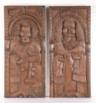 A pair of 16th century oak naively carved panels, circa 1500-NOT TO BE RE-OFFERED-SEE OM  Each