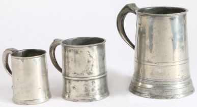 A George III pewter OEAS half-pint mug, Bristol, circa 1780 With plain body, tongued hollow handle