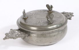 The Treaty of Ryswick commemorative pewter porringer and cover: an exceptional English piece of