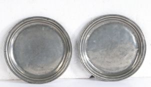 A pair of William & Mary pewter narrow-rim multi-reeded plates, Suffolk, circa 1690 Each with