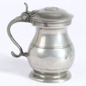 A 19th century pewter Imperial half-pint domed-lidded baluster measure, Glasgow, circa 1840 With